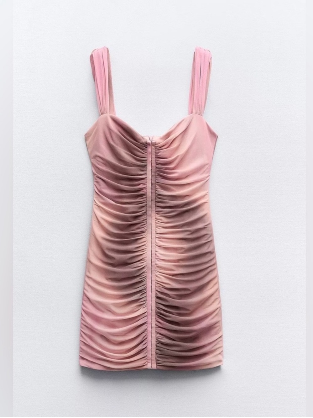 Zara Blush Pink Ruched Mini Dress